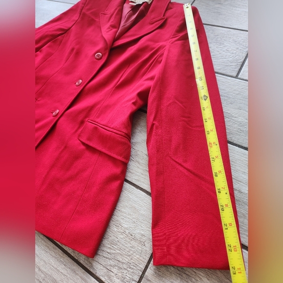 Apostrophe Red Woman Blazer Jacket Sz 10 Petite Collared Pockets Preppy Business - Picture 12 of 14